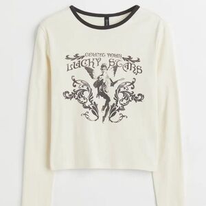H&M Black and White Fairy Graphic Long Sleeve